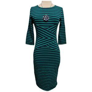 Knit blue and green striped dress